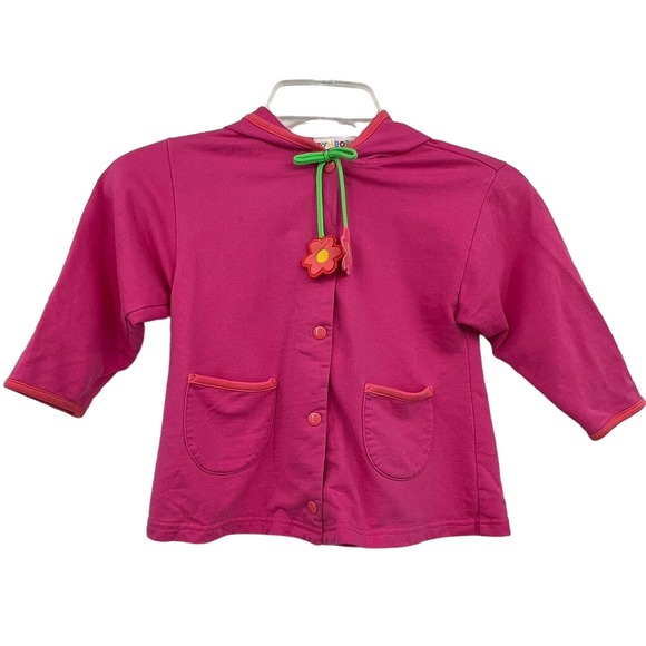 Gymboree Vintage Rainbow Tag Girls Pink Snap Front Embroidered Flower Jacket Med - Picture 1 of 5